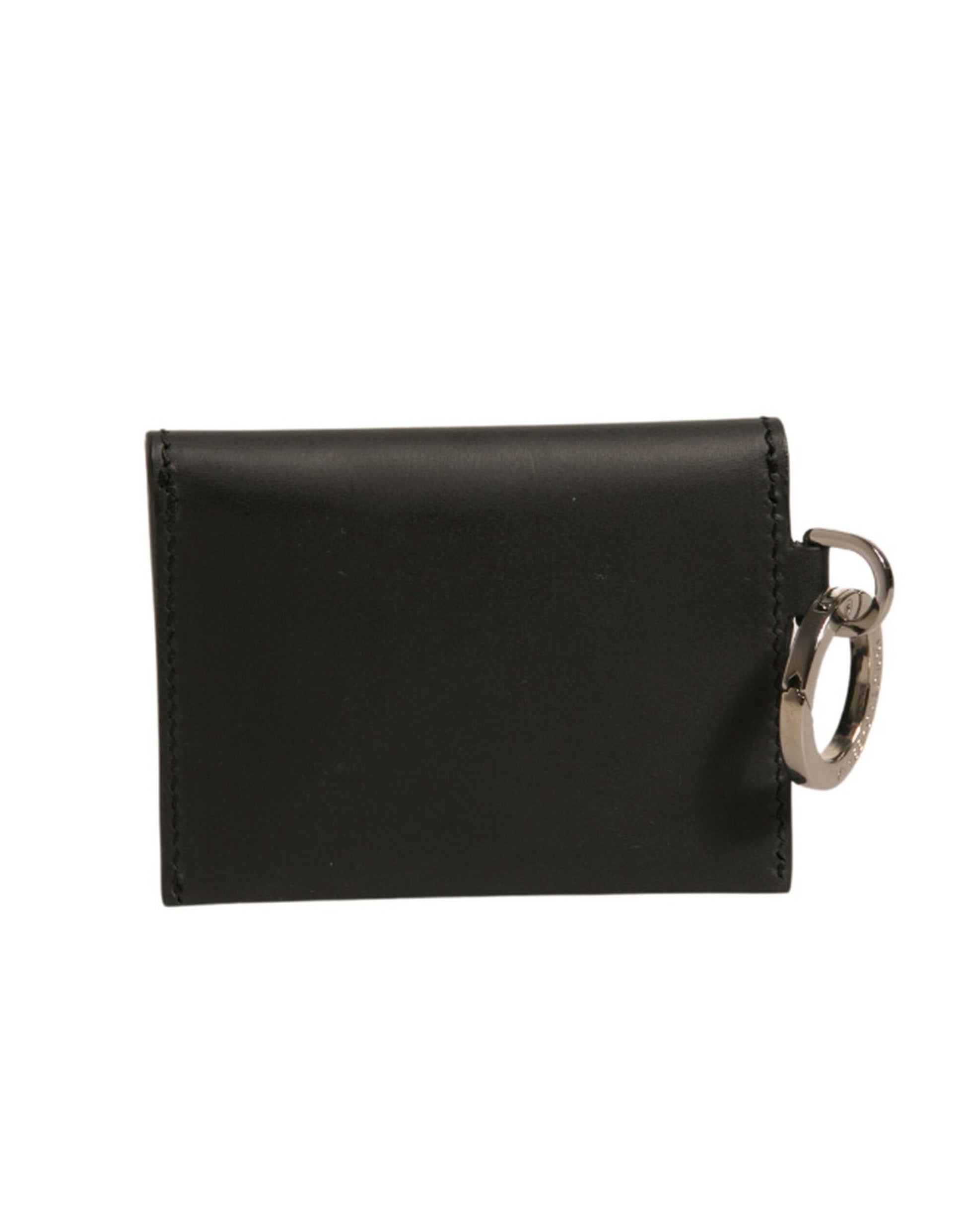 Black Leather Card Case Keychain Key Holder