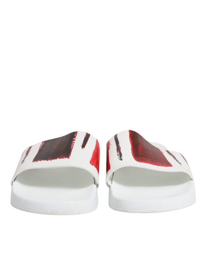 White Leather Slides Sandals Beachwear Shoes