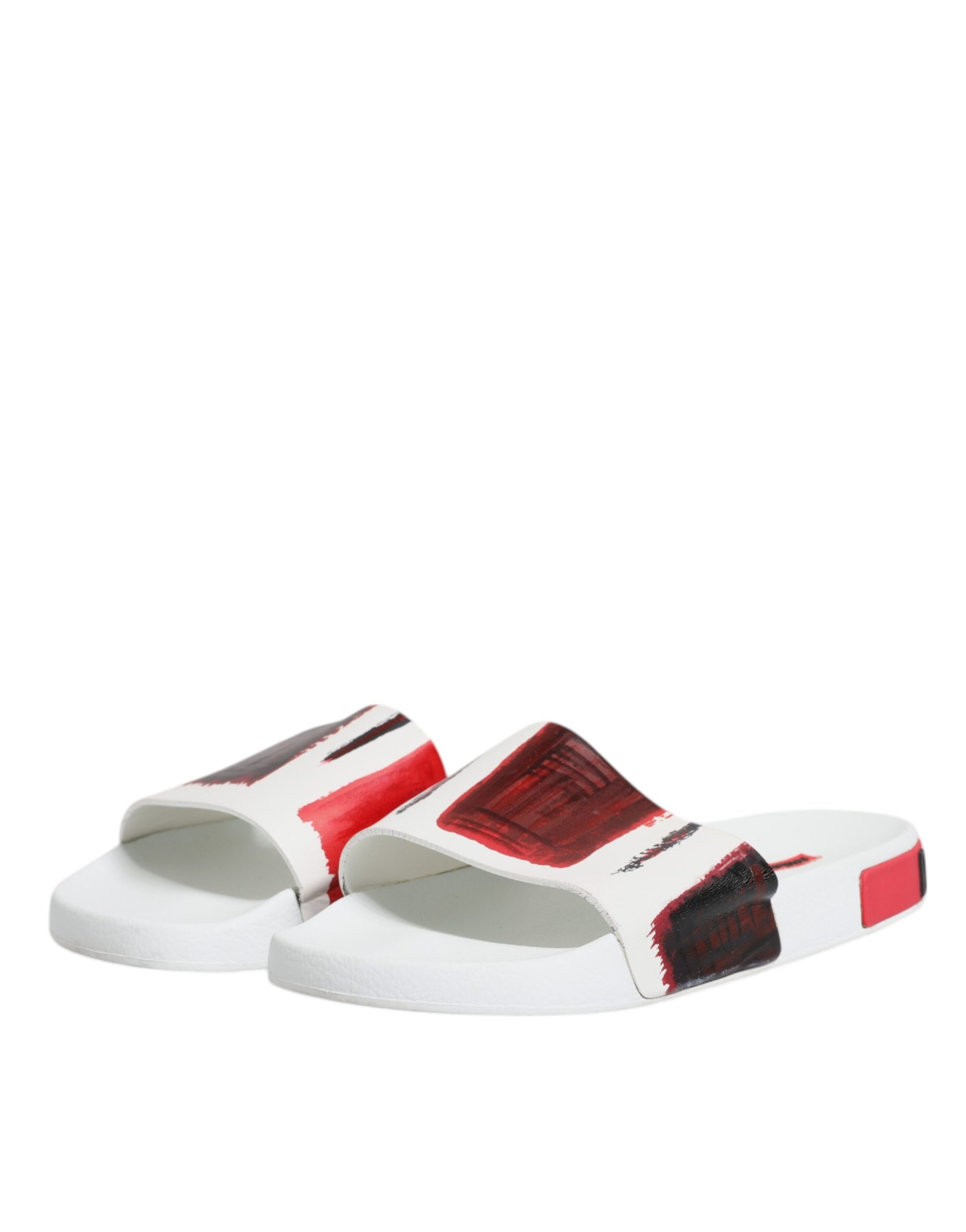 White Leather Slides Sandals Beachwear Shoes