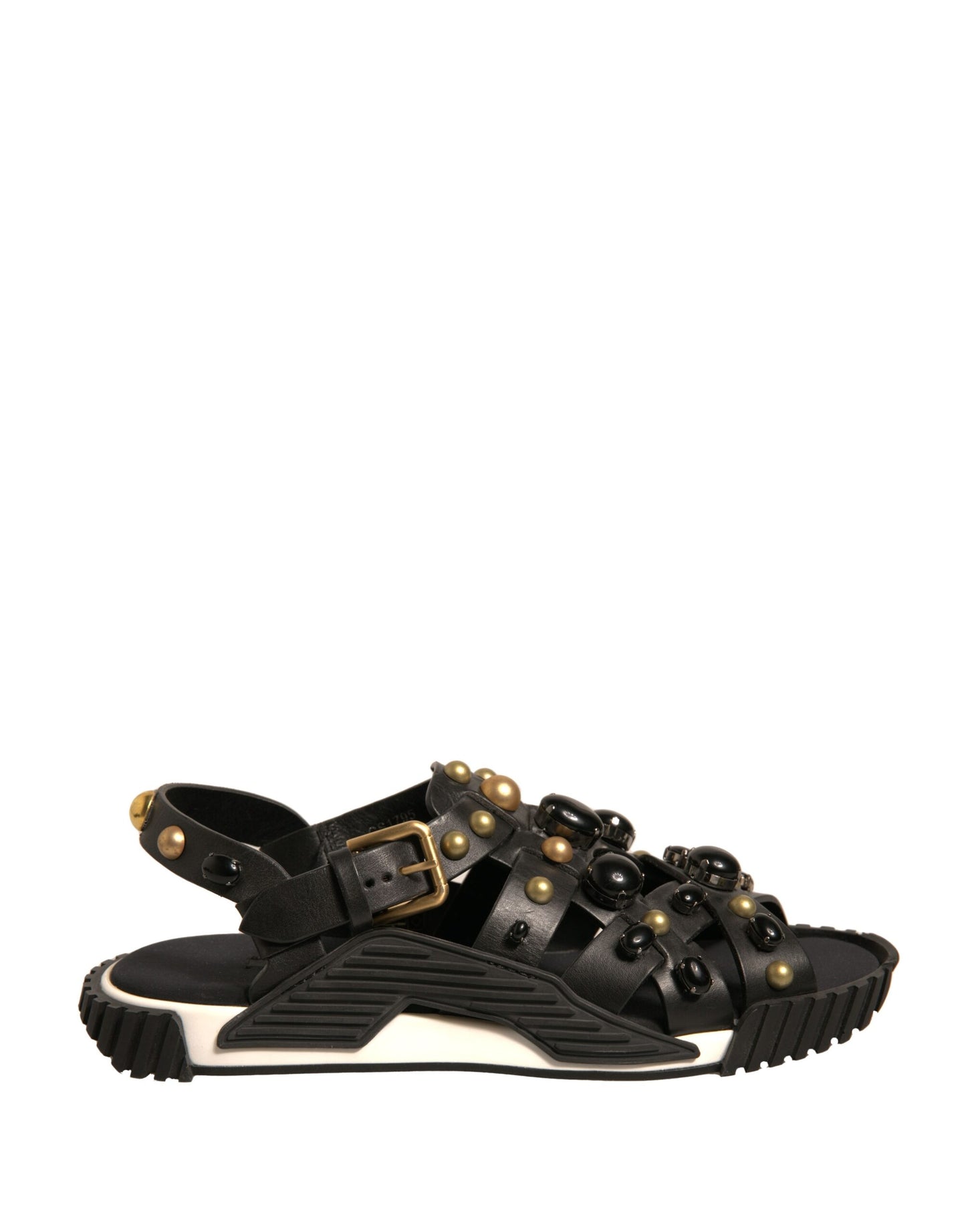 Black Leather Studded Slides Sandals Shoes