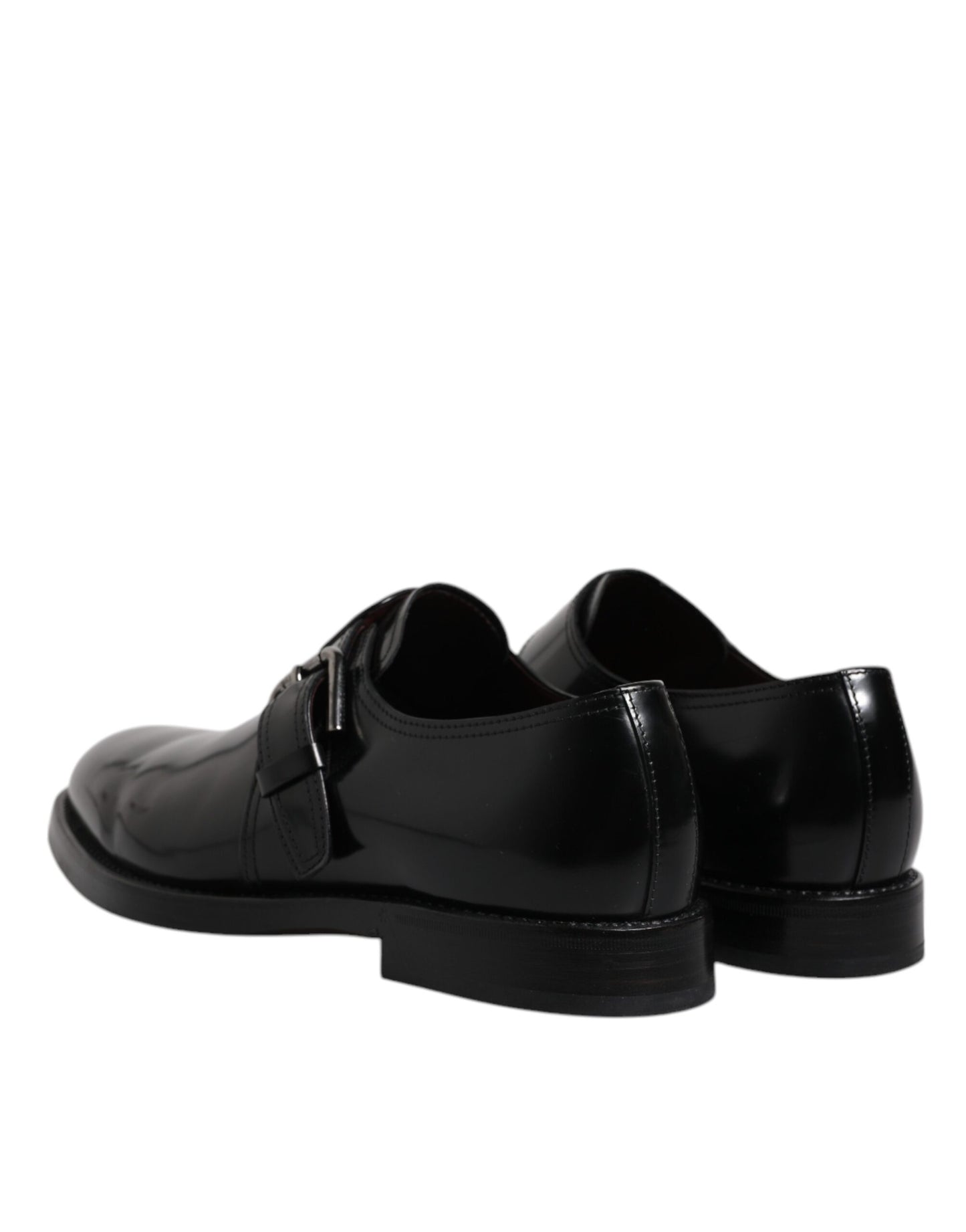 Black Leather Monk Strap Derby Formal Shoes