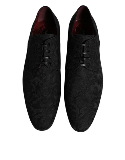 Black Jacquard Lace Up Derby Formal Dress Shoes