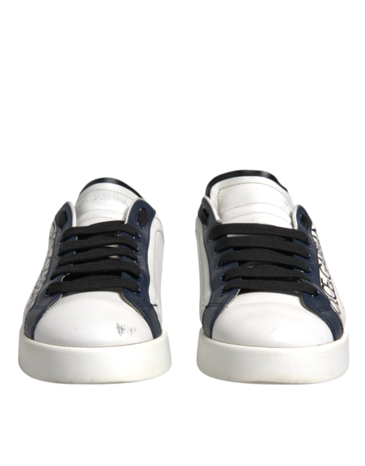 Blanco Azul Cuero Corona Milano Zapatillas