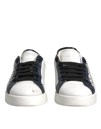 Blanco Azul Cuero Corona Milano Zapatillas
