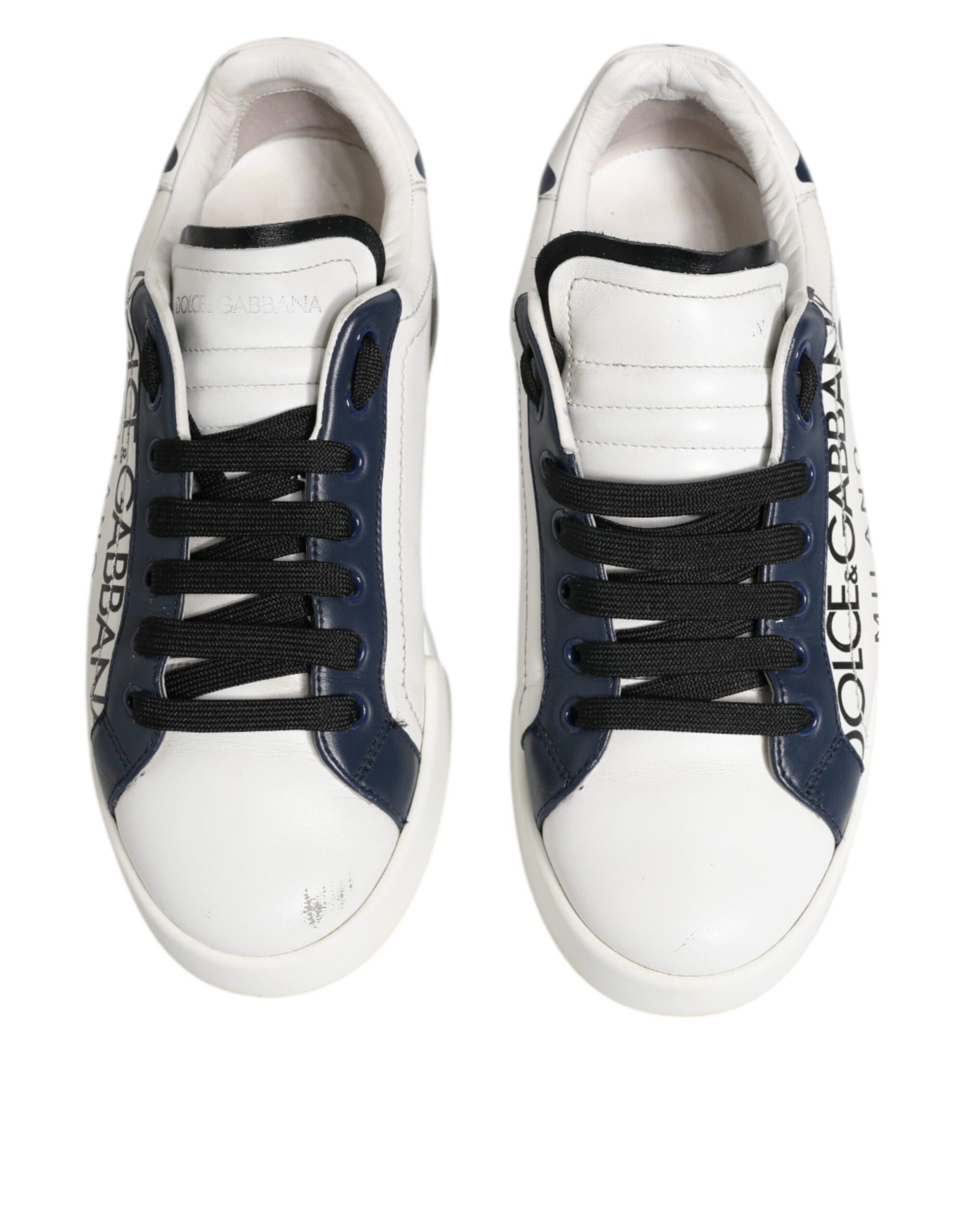 Blanco Azul Cuero Corona Milano Zapatillas