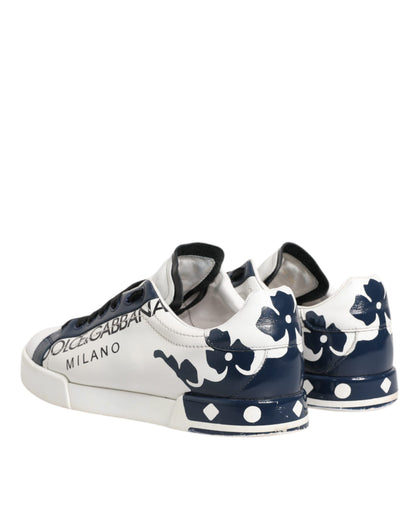 Blanco Azul Cuero Corona Milano Zapatillas