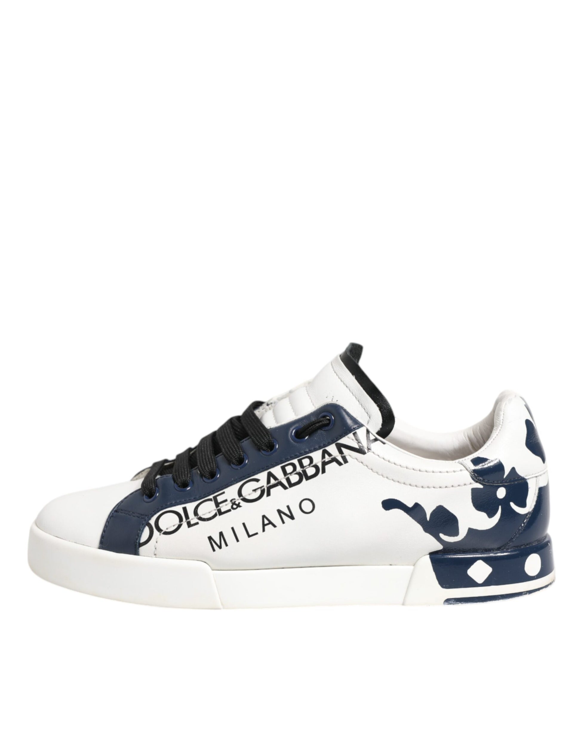 Blanco Azul Cuero Corona Milano Zapatillas