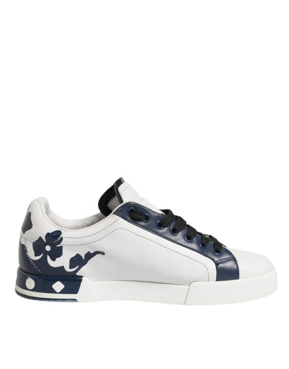 Blanco Azul Cuero Corona Milano Zapatillas