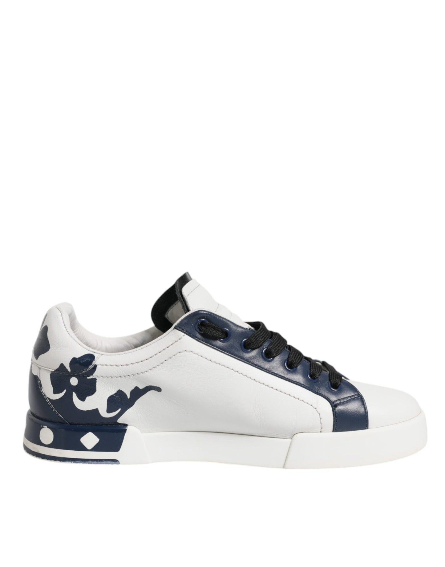 Blanco Azul Cuero Corona Milano Zapatillas