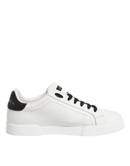 White Leather DG Logo Low Top Sneakers Shoes