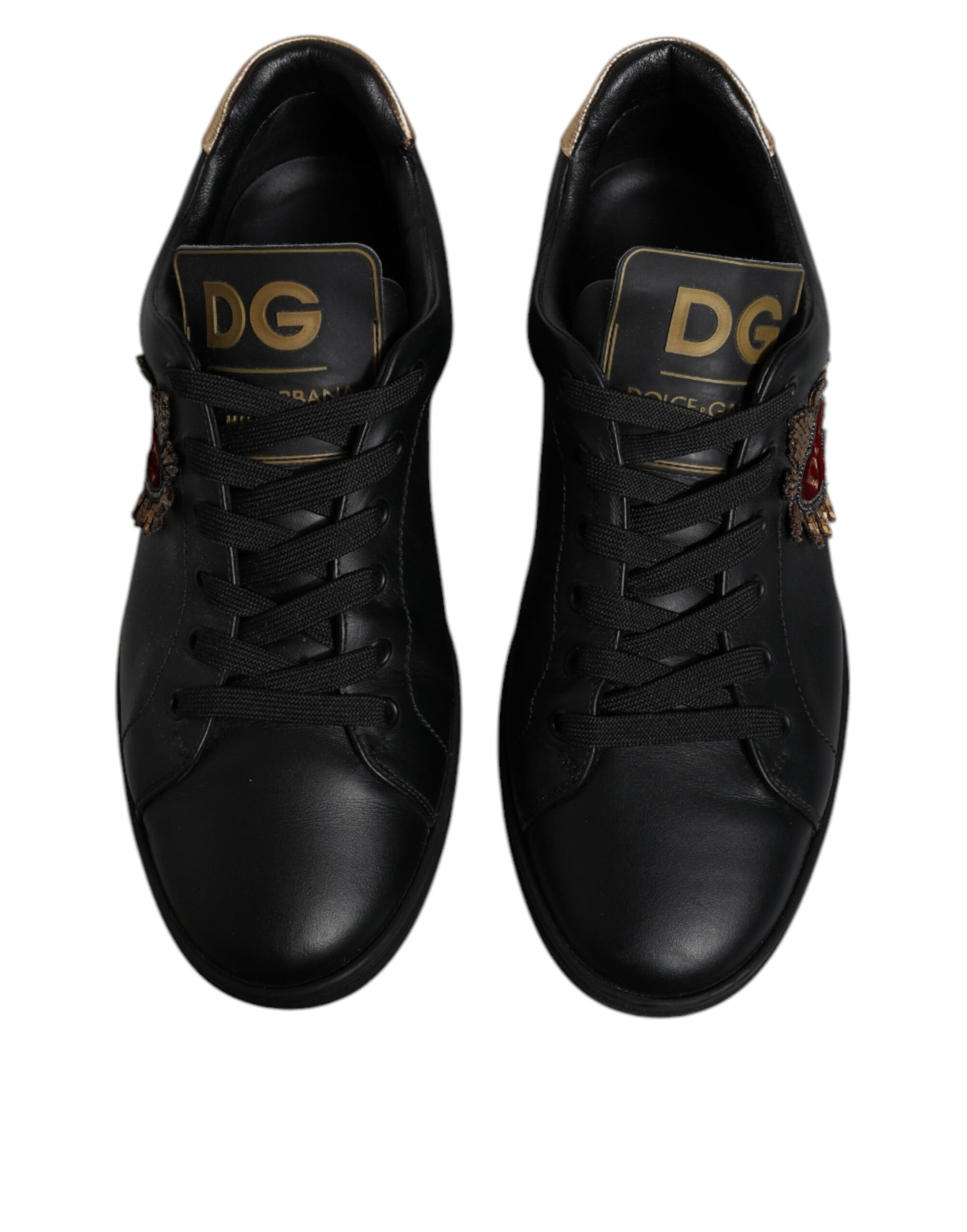 Black Leather DG Heart London Sneakers Shoes