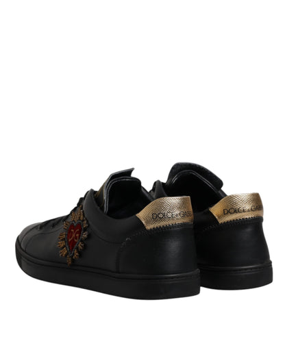 Black Leather DG Heart London Sneakers Shoes