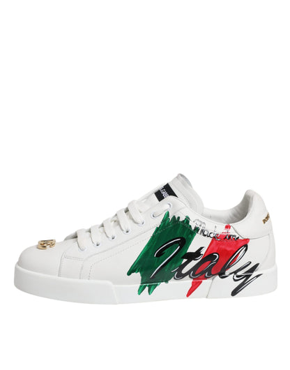 White Portofino Made In Italy Print Sneakers Shoes