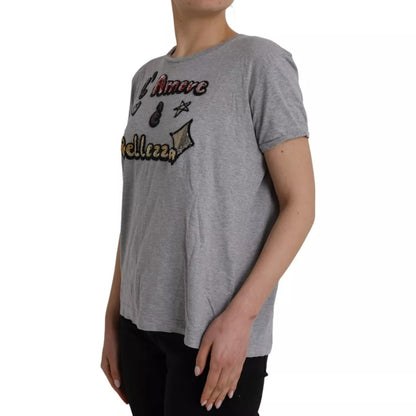 Camiseta gris de algodón L'Amore E'Bellezza Top