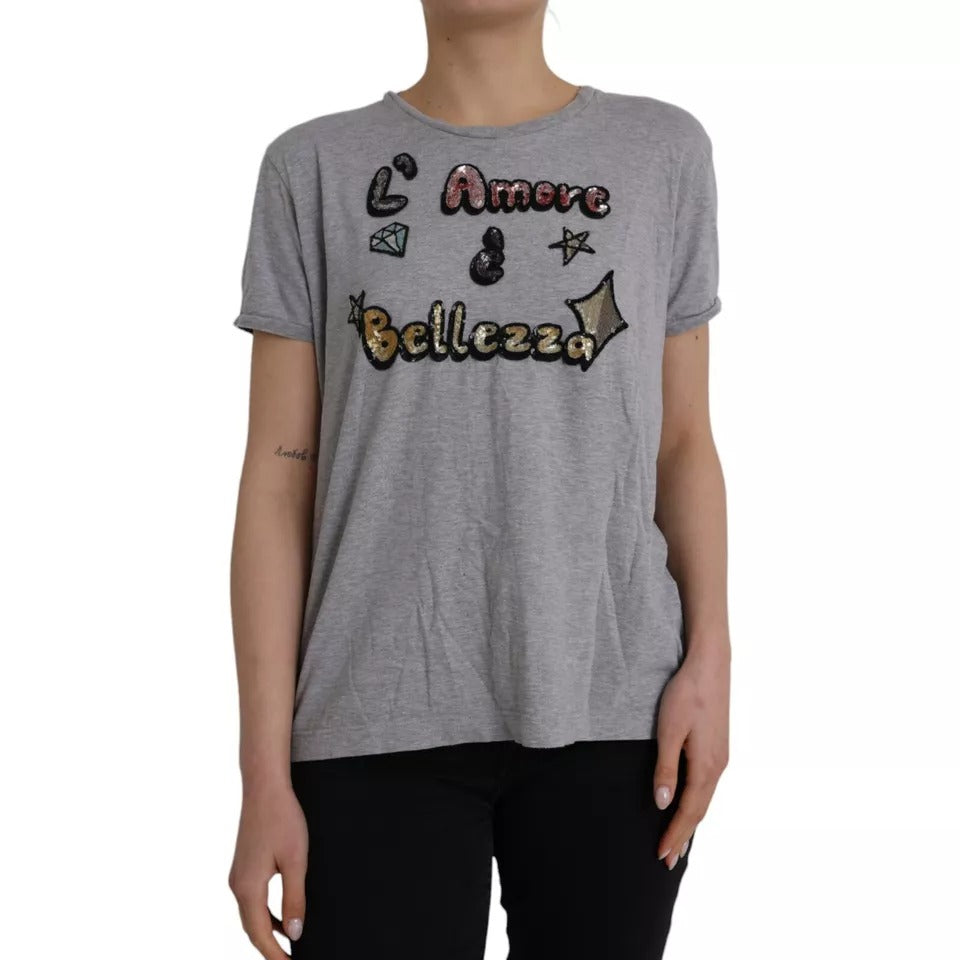 Camiseta gris de algodón L'Amore E'Bellezza Top