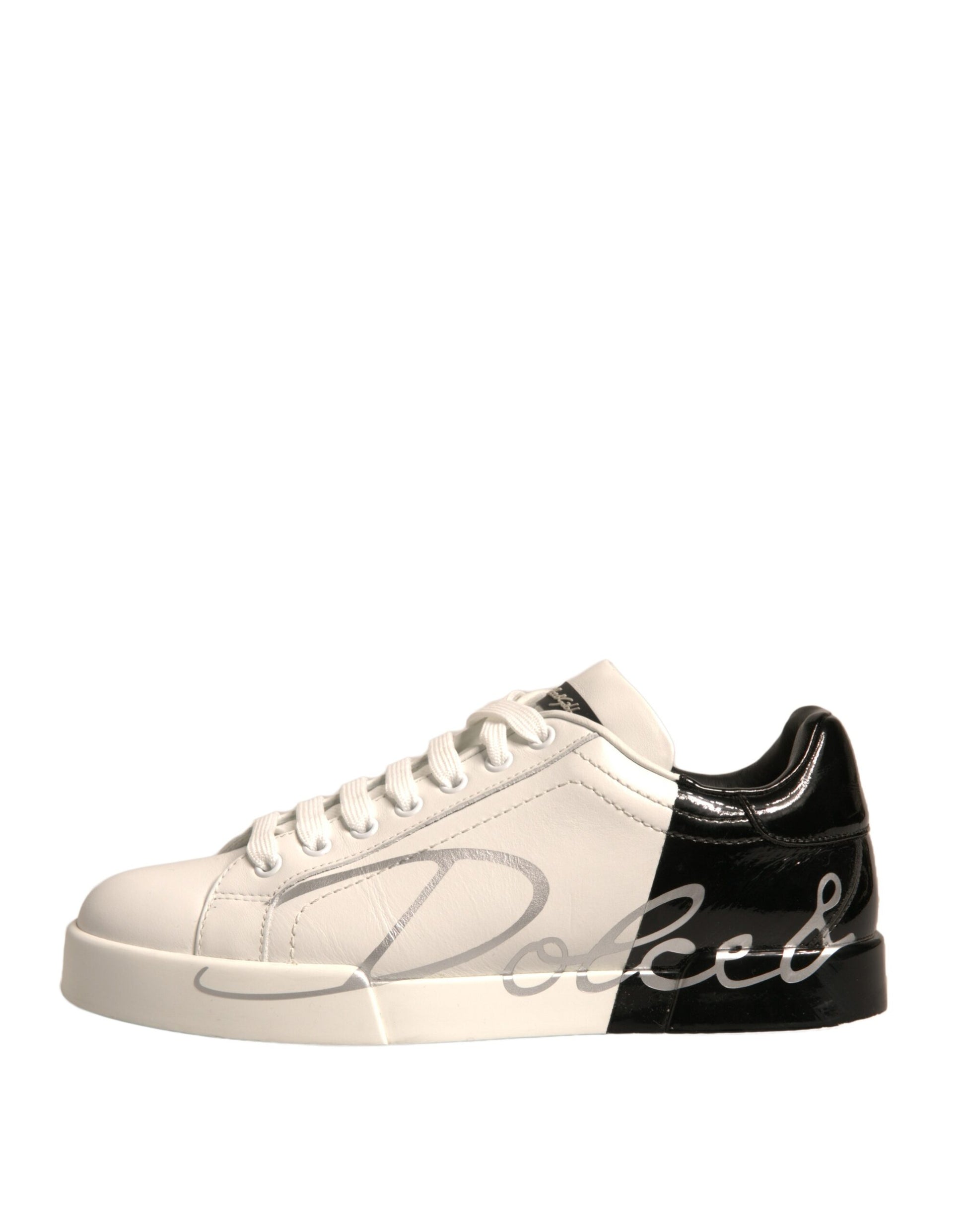 White Black Logo Portofino Sneakers Shoes