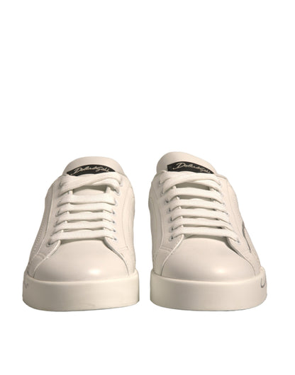 White Black Logo Portofino Sneakers Shoes