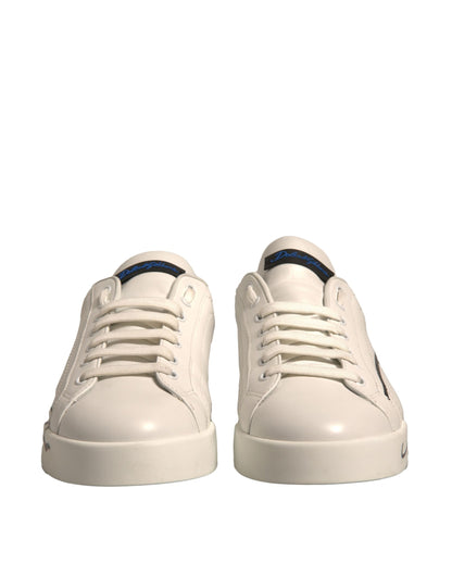 White Blue Logo Portofino Sneakers Shoes