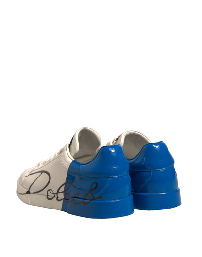 White Blue Logo Portofino Sneakers Shoes