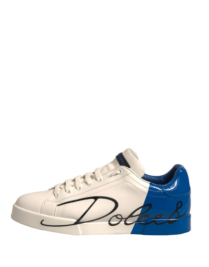 White Blue Logo Portofino Sneakers Shoes