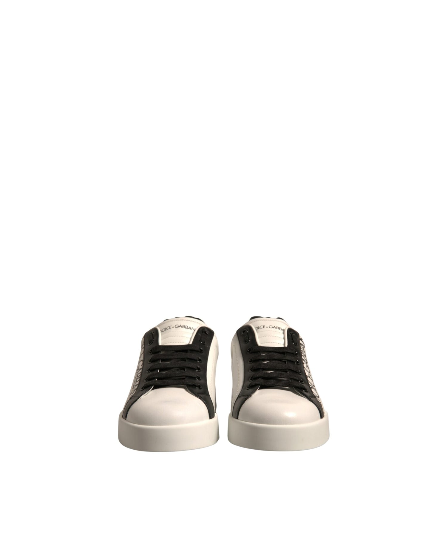 White Black Leather Crown Milano Sneakers Shoes