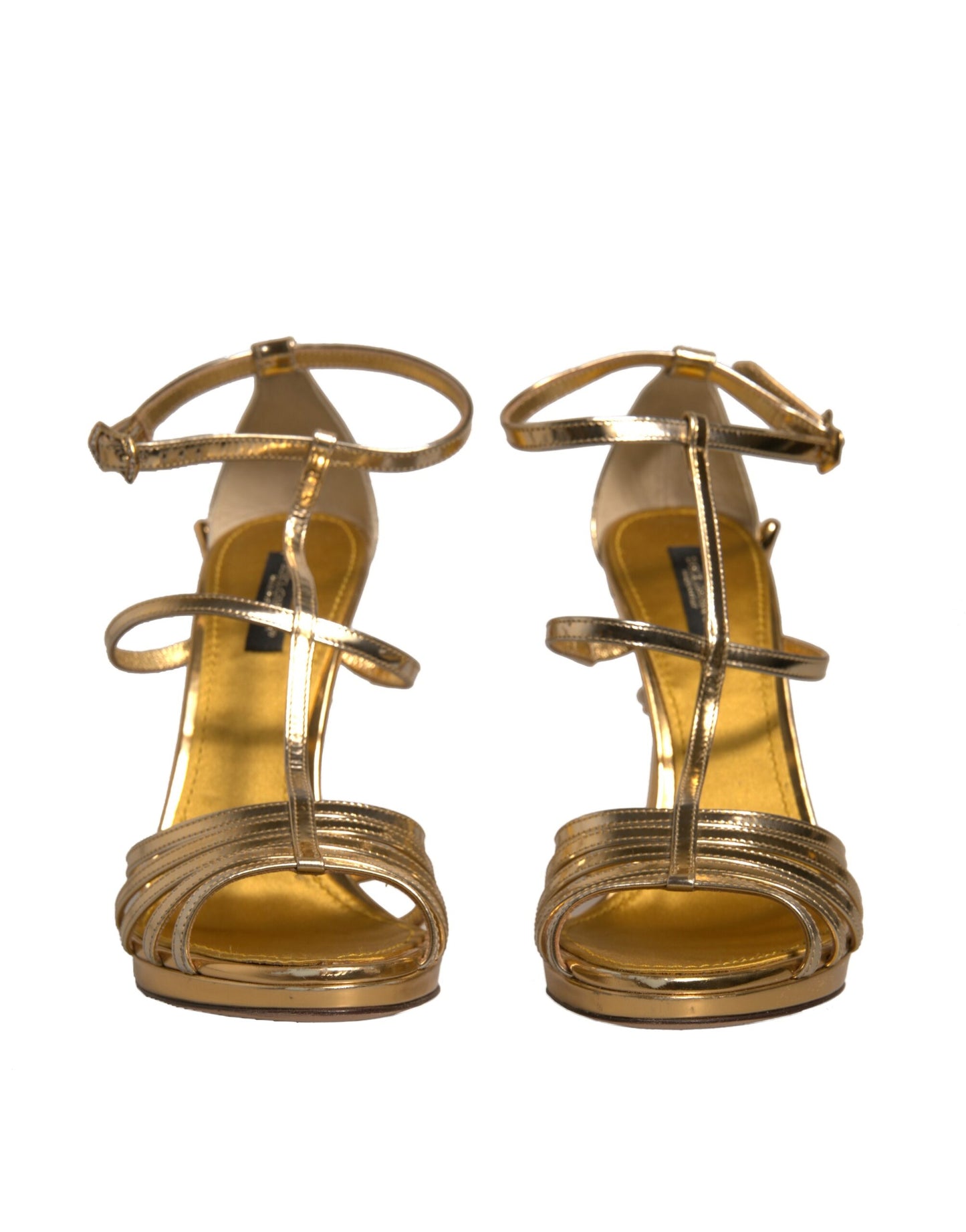 Gold Leather Baroque Heels Sandals Shoes