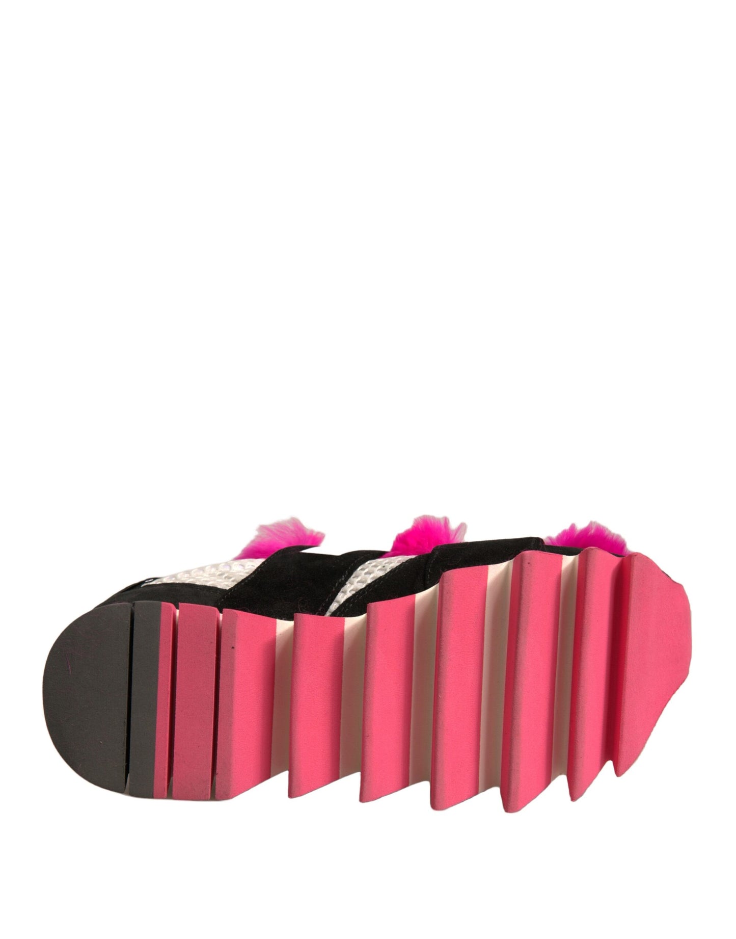 Zapatillas de deporte con adornos de piel negro rosa