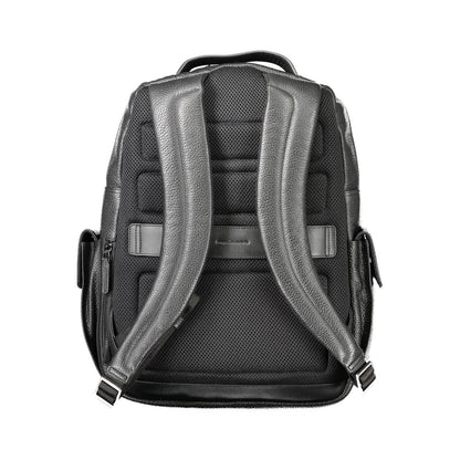 Black Leather Men Backpack