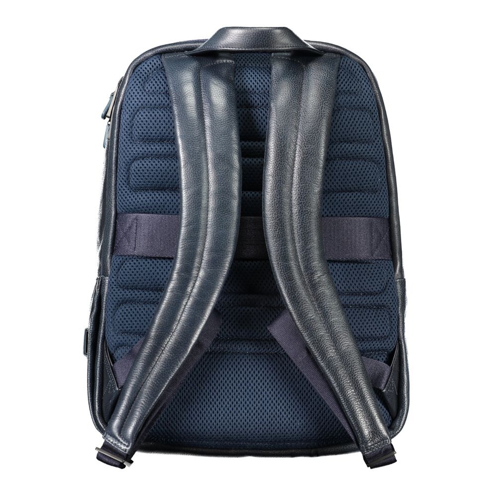 Mochila de piel azul para hombre