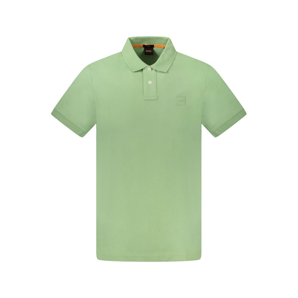 Green Cotton Men Polo Shirt