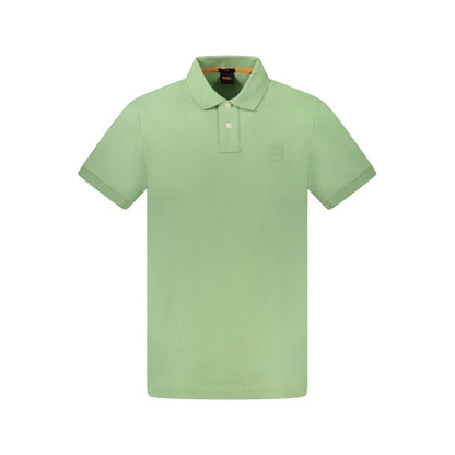 Green Cotton Men Polo Shirt