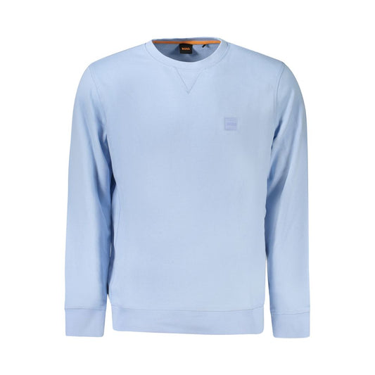 Light Blue Cotton Men Sweater