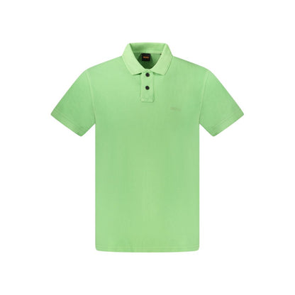 Green Cotton Men Polo Shirt