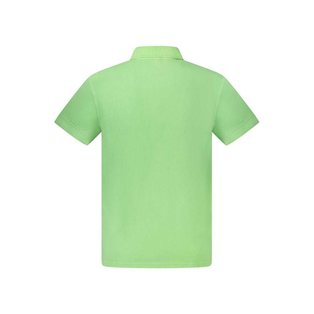 Green Cotton Men Polo Shirt