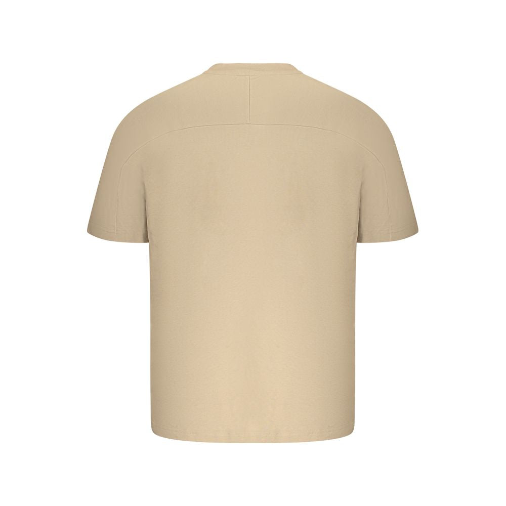 Beige Cotton Men T-Shirt