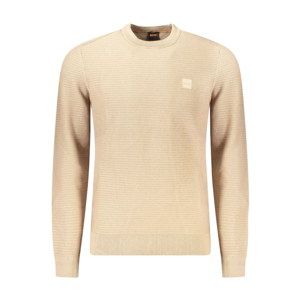 Beige Cotton Men Sweater