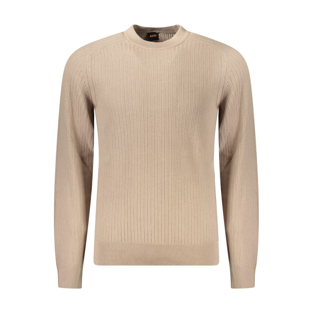 Beige Cotton Men Sweater