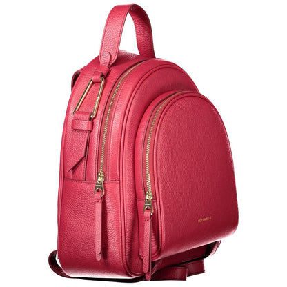 Red Leather Women Backpack