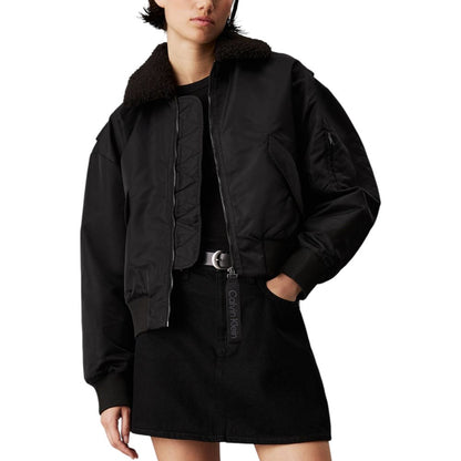 Black Polyester Jackets & Coat