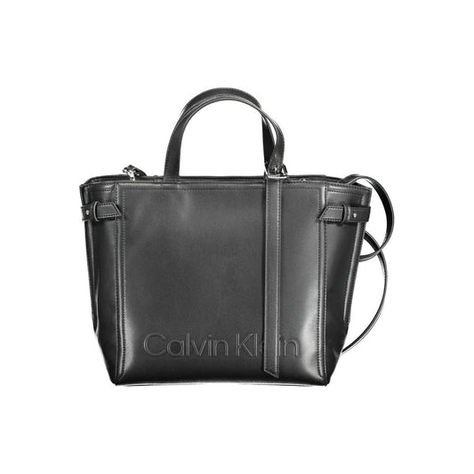 Black Polyester Women Handbag