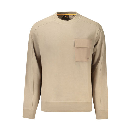 Beige Cotton Men Sweater