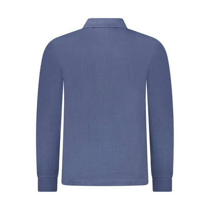 Blue Cotton Men Polo Shirt