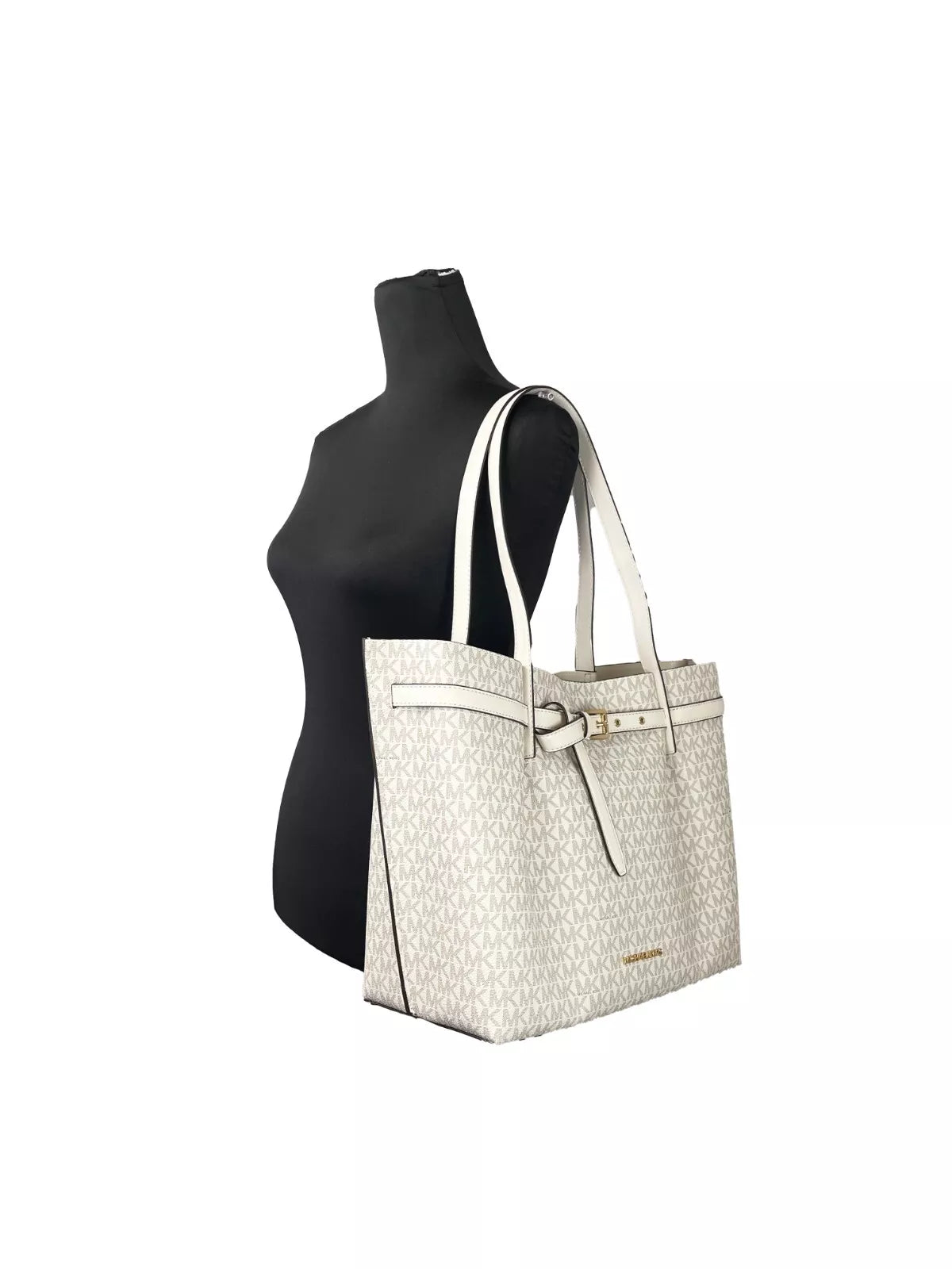 Emilia Large Signature PVC Tote Bag Purse Light Cream