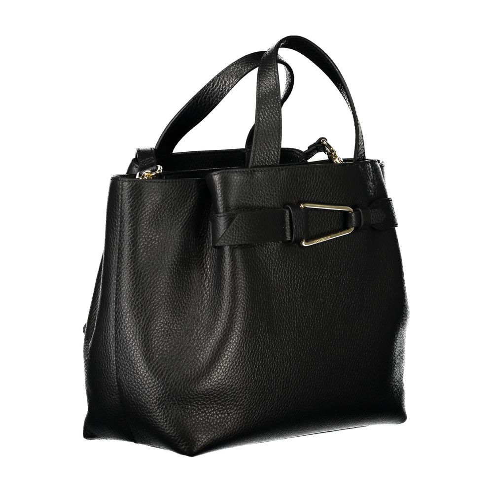 Bolso de cuero negro para mujer