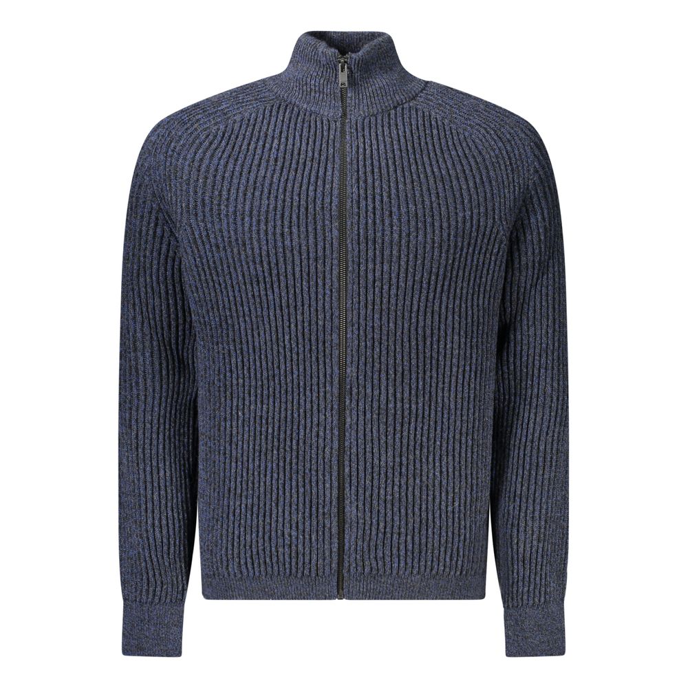 Blue Wool Men Cardigan