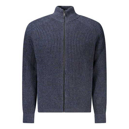 Blue Wool Men Cardigan