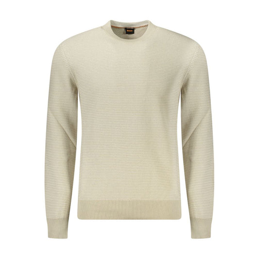 Beige Cotton Men Sweater