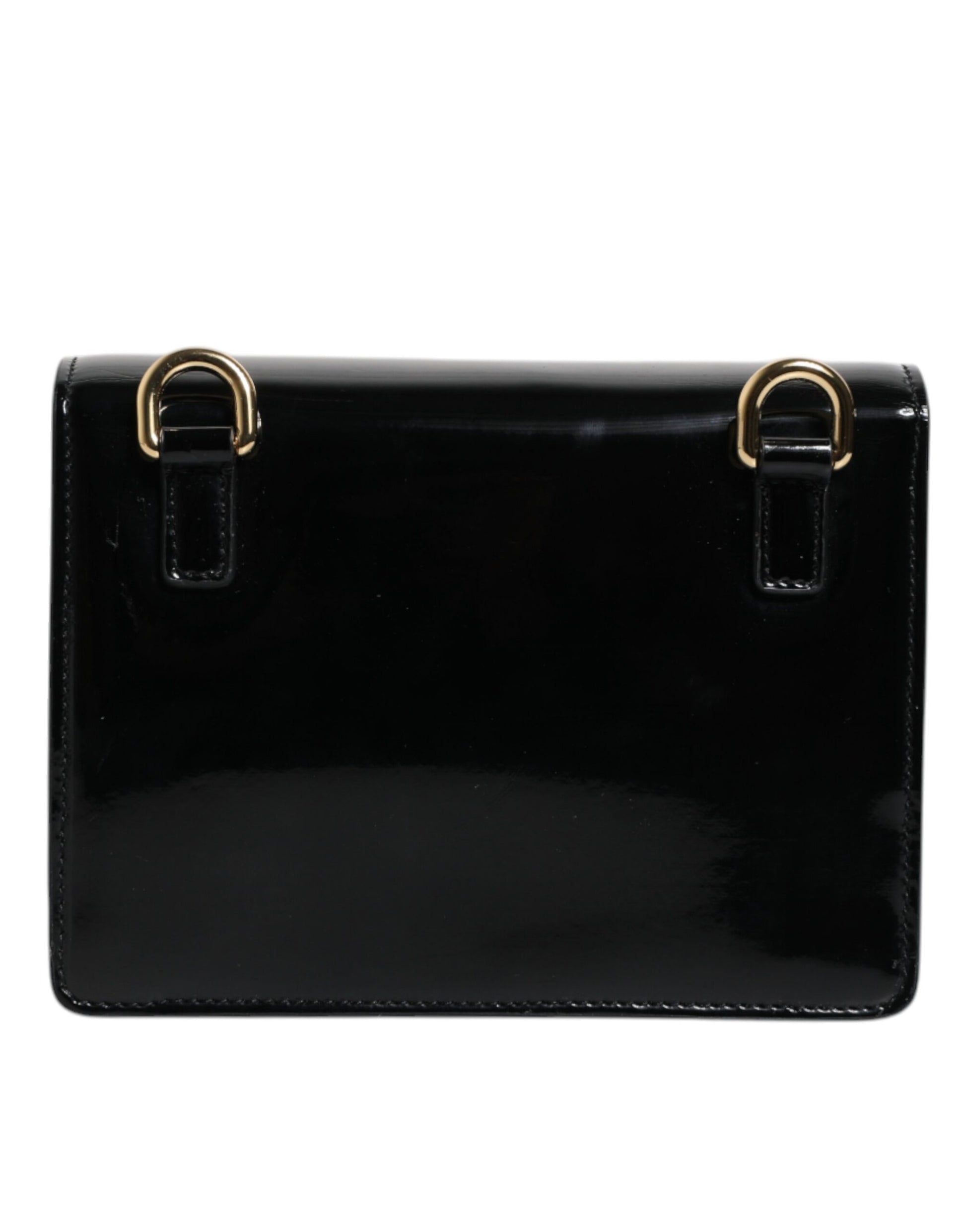 Black Polished Leather DG Logo Crossbody Bag