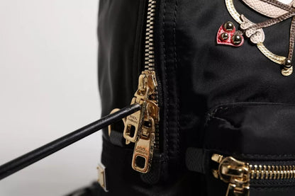 Black Nylon #DGFAMILY VULCANO Embellished Backpack Bag