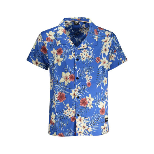 Camisa azul de poliéster para hombre